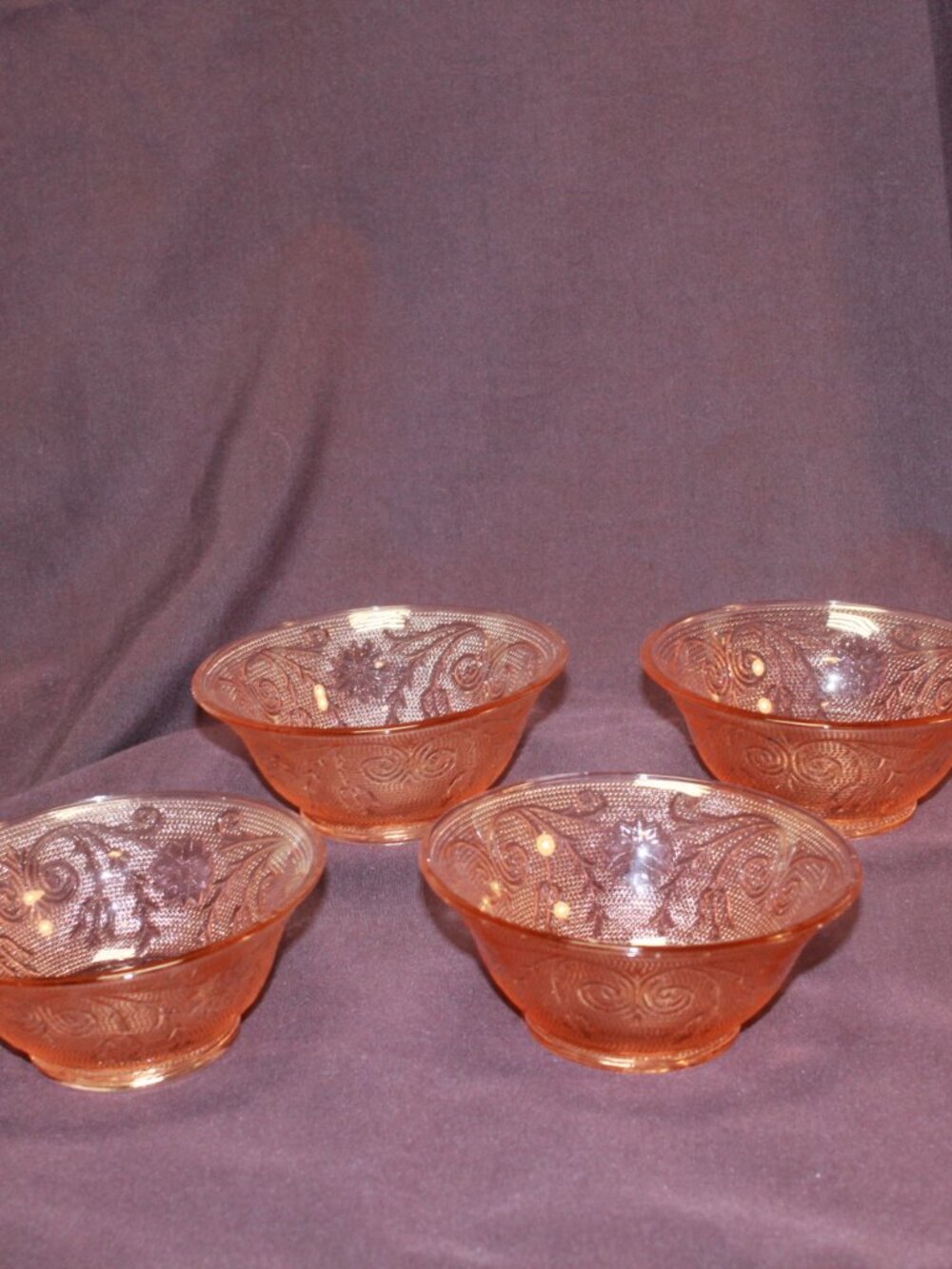 Tiara 5 1/2"  Salad Bowl - Set of 4 - Sandwich Peach (Pink) Pattern - Vintage